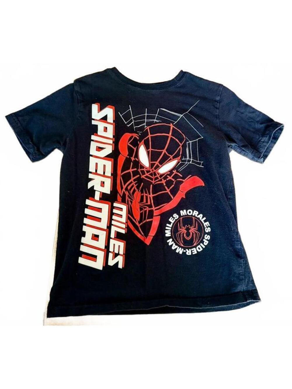 Marvel Miles Morales Spider-Man Black Graphic T-Shirt Kids M 7/8
